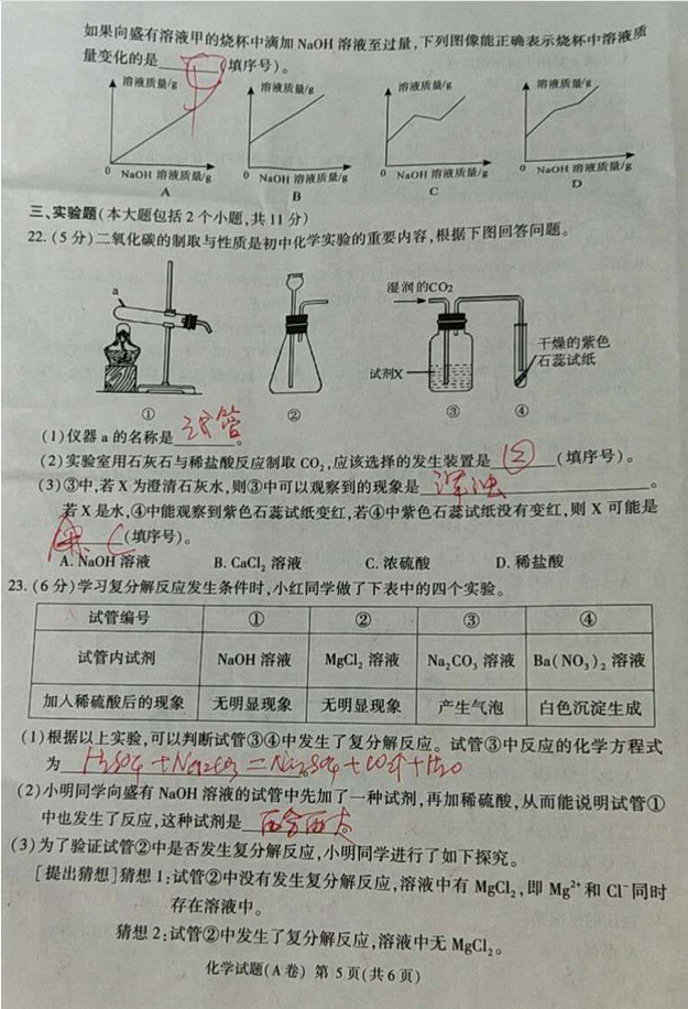 2020年重庆中考化学真题（已公布）