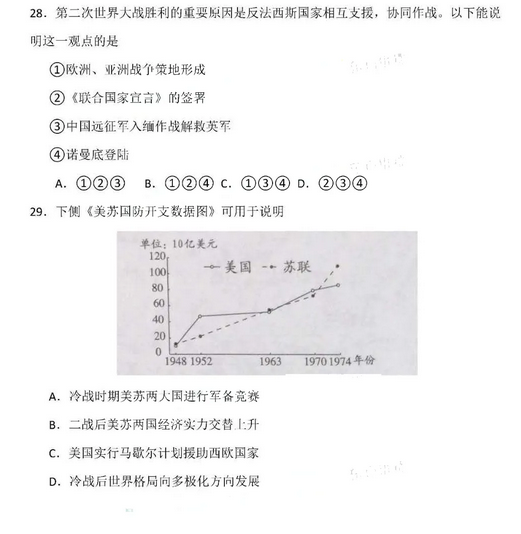 2020年北京中考历史真题（已公布）