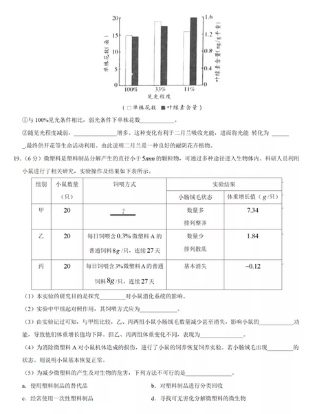 2020年北京中考生物真题（已公布）