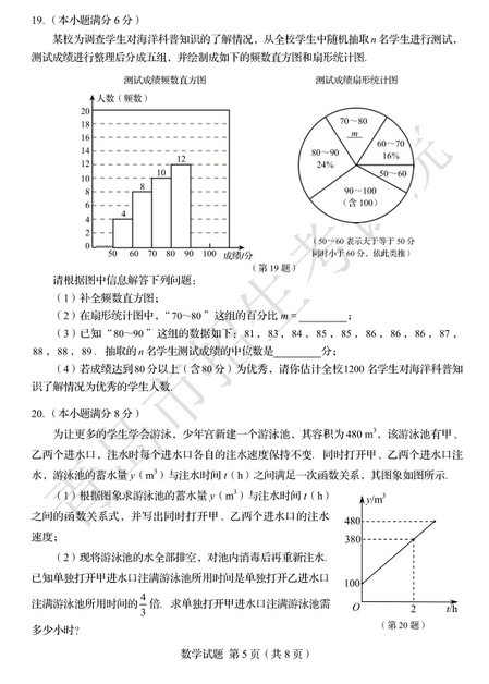 2020年山东青岛中考数学真题（已公布）