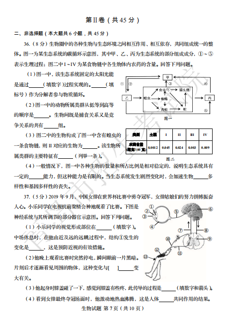 2020年山东青岛中考生物真题（已公布）