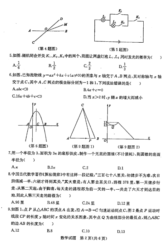 2020年山东东营中考数学真题（已公布）