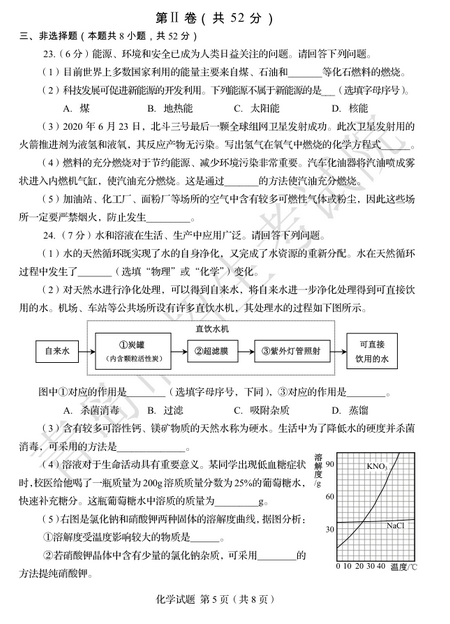 2020年山东青岛中考化学真题（已公布）