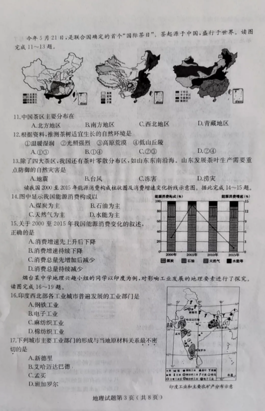 2020年山东烟台中考地理真题（已公布）