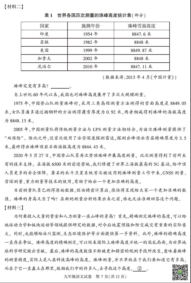 2020年北京市朝阳区中考二模语文试卷（图片版）