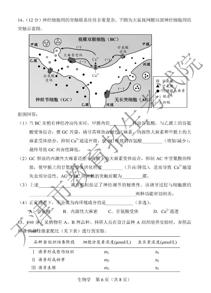 2020年天津高考生物试题（图片版）6